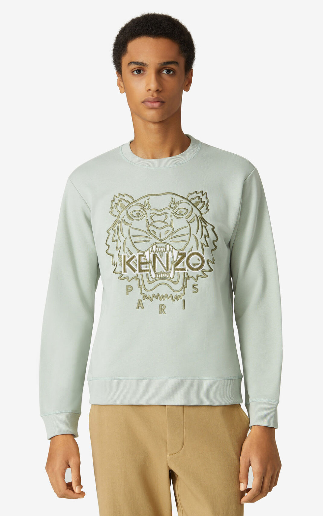 Kenzo Tiger Sweatshirt Erkek Zeytin Yeşili Yeşil | 4360-PLEXD